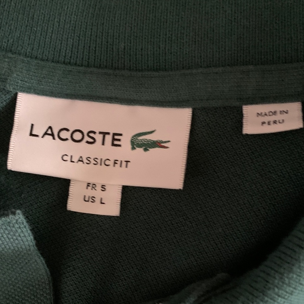 Lacoste Men's Green LS Polo Shirt - Picture 3 of 11